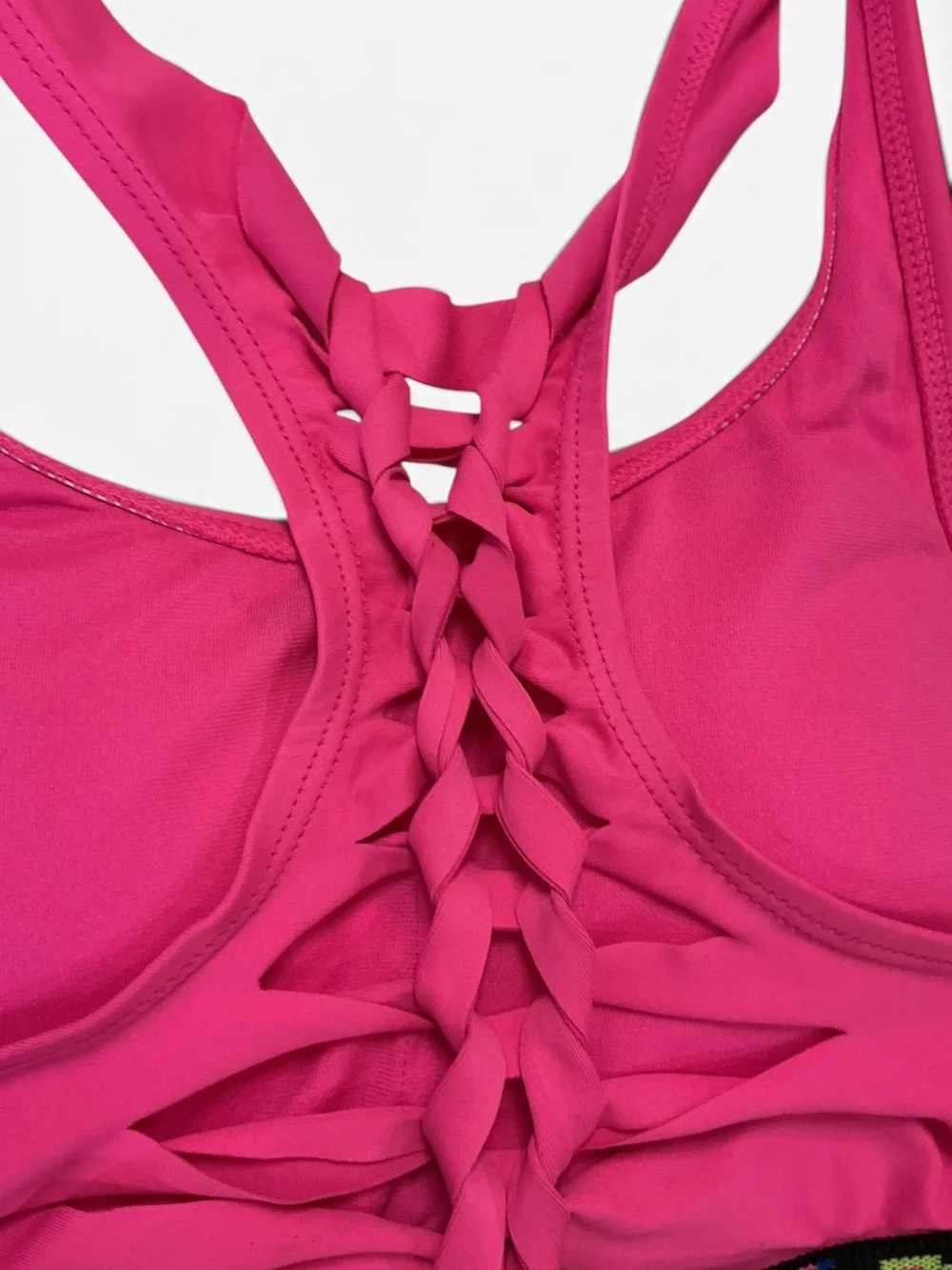 Bright Pink Woven Weave 2 pc. Bikini w/ Patterned Elastic Banding NWOT Size 16